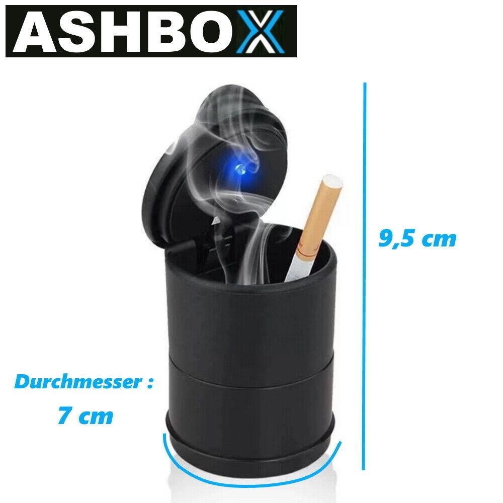 ASHBOX Auto Aschenbecher mit Deckel LED-Licht für Getränkehalter Universal 2 Stk