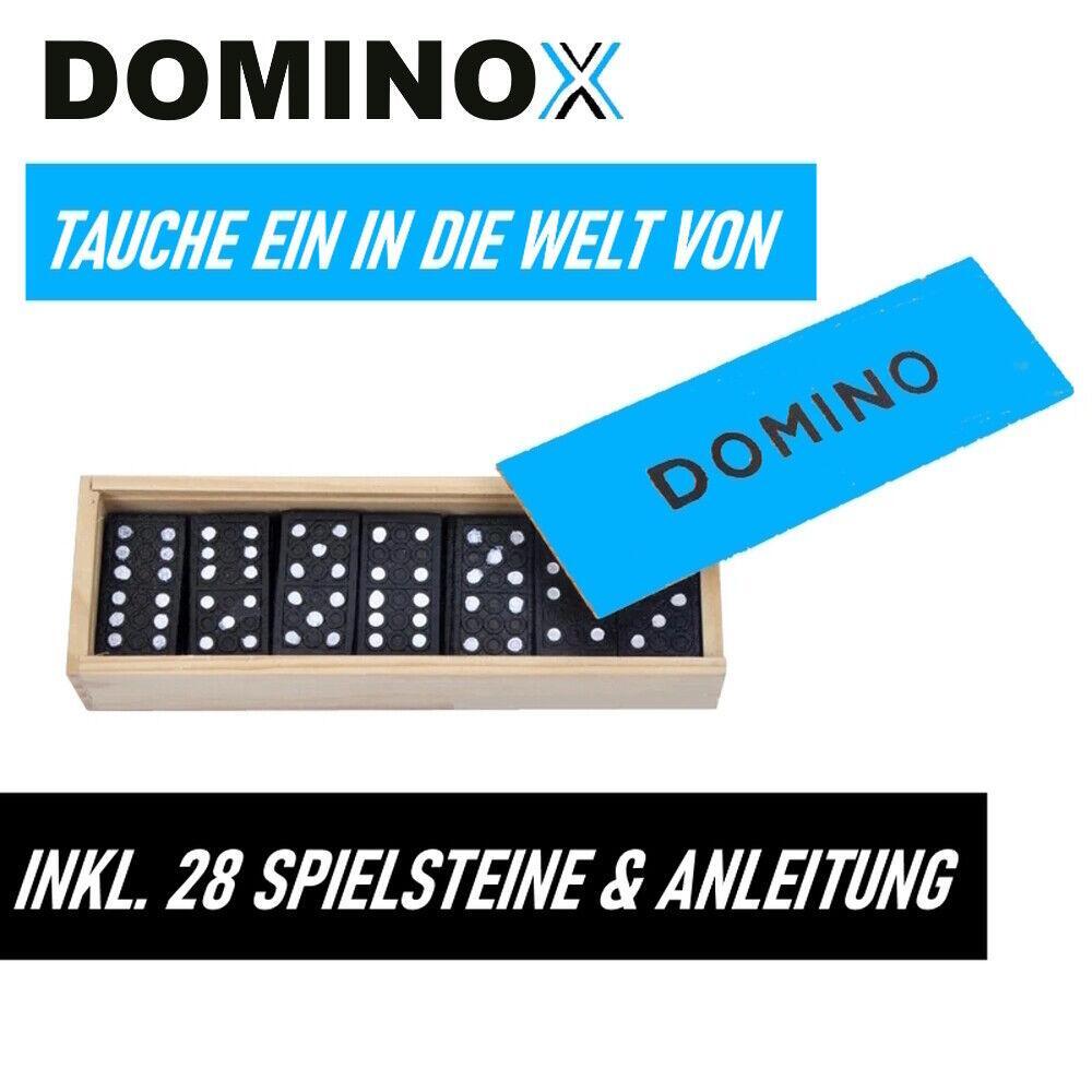 DOMINOX Domino Spiel Steine Dominosteine Geschicklichkeitsspiel Denkspiel m. Box