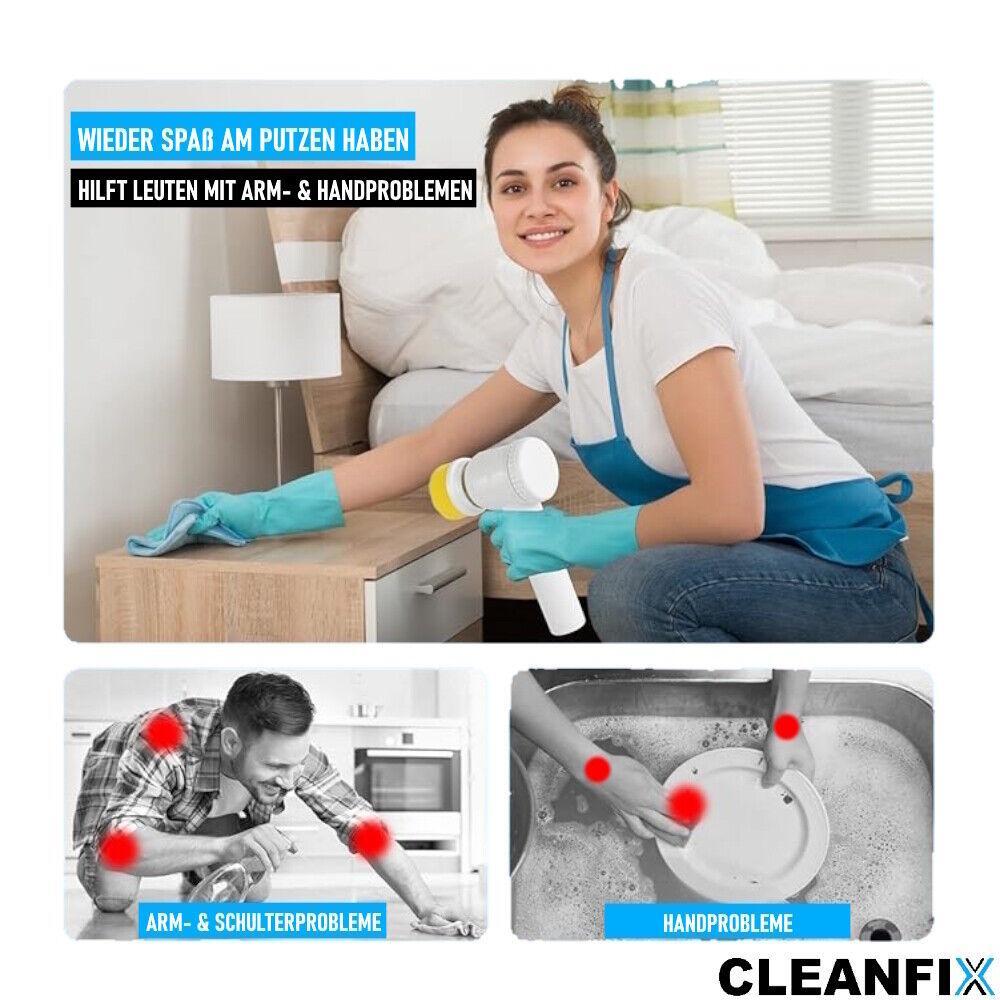 CLEANFIX Elektrische Reinigungsbürste Akku Power Spin Scrubber Reinigung Set