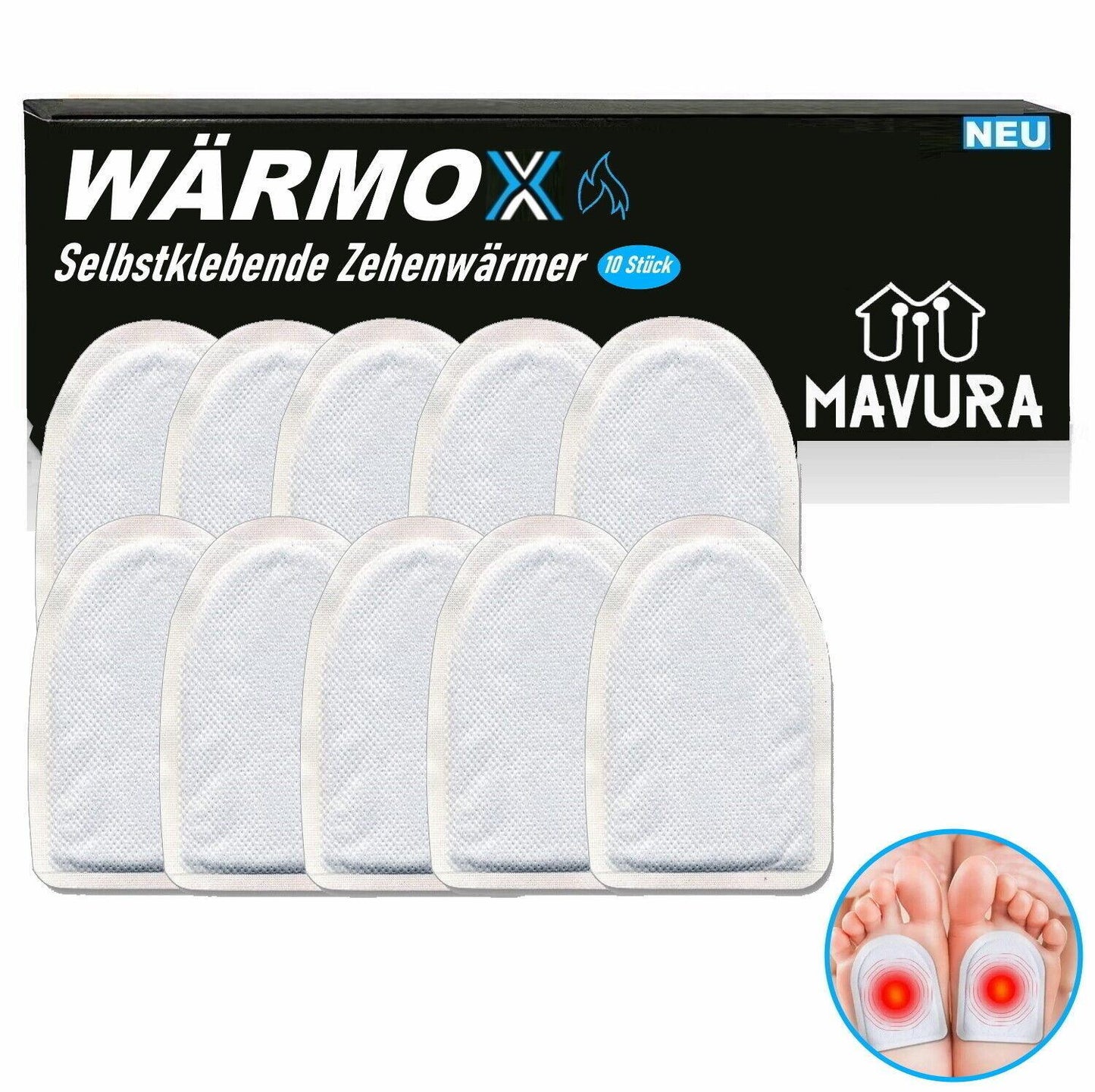 WÄRMOX Fußwärmer Zehenwärmer Wärmepads Sohlenwärmer Schuhwärmer Wärmesohle 10Stk