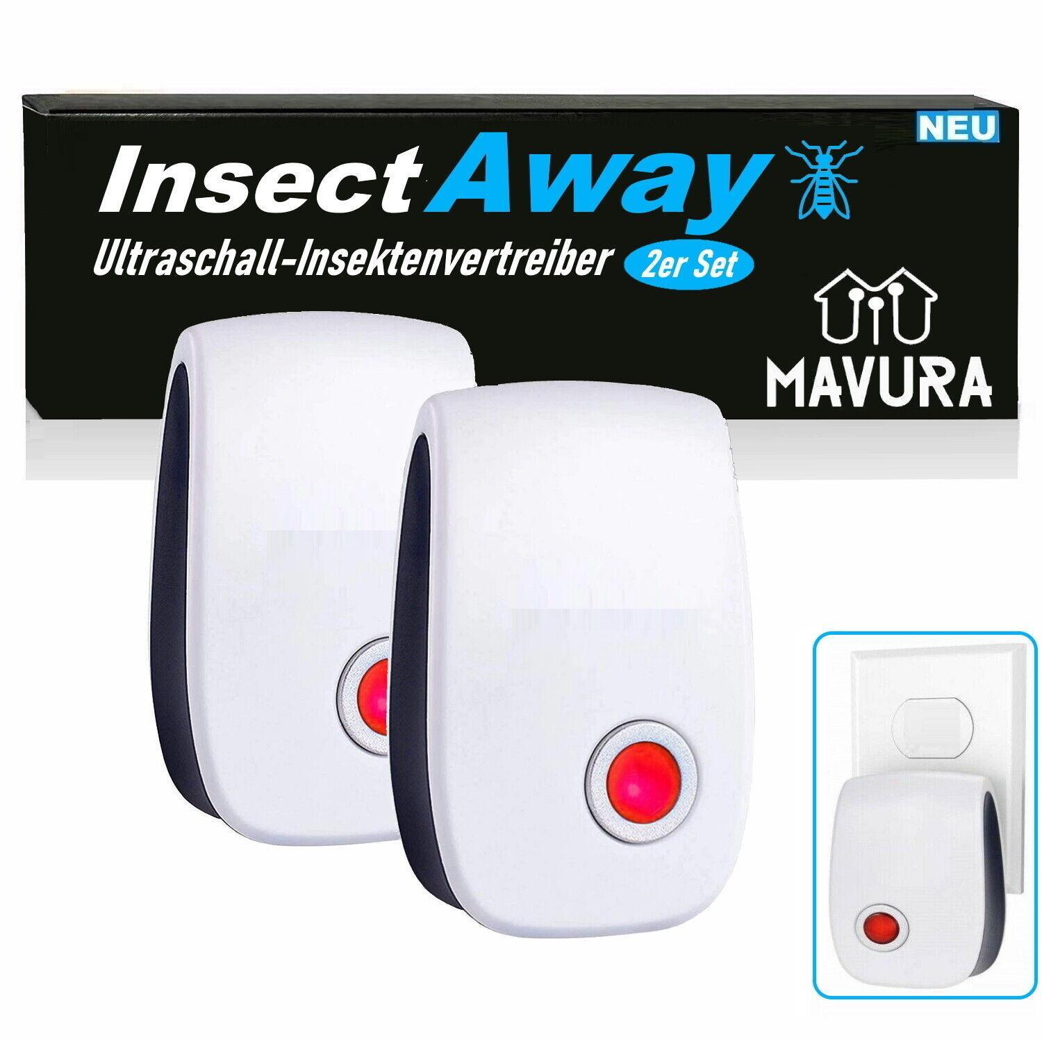 InsectAway Ultraschall Anti Mäuse Spinnen Mücken Stecker Insektenvertreiber [2x]