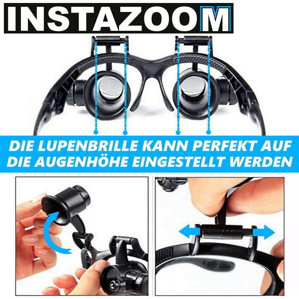 INSTAZOOM Lupenbrille Vergrößerungsbrille Kopflupe Stirnlupe Brillenlupe 20fach