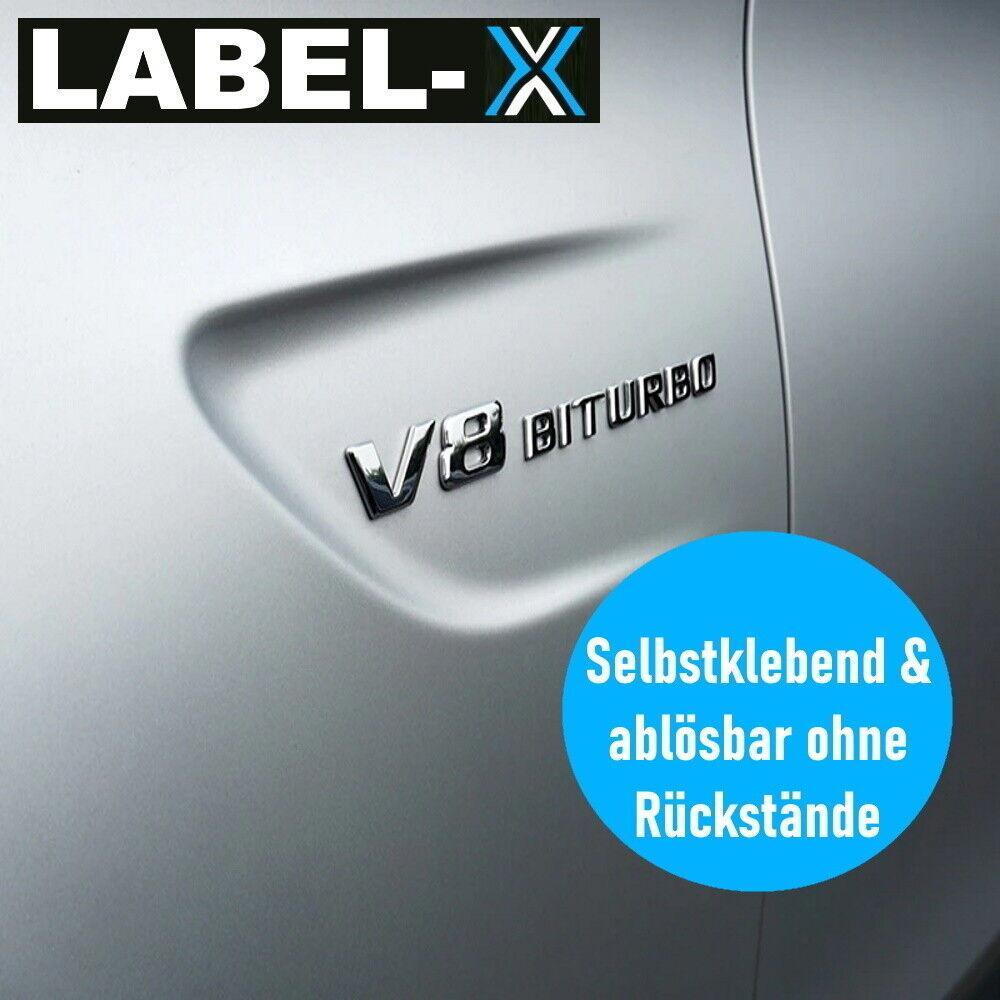 LABEL-X V8 Biturbo Schriftzug 3D Emblem Chrom G63 S63 SL63 CL63 C63 CLS63 AMG