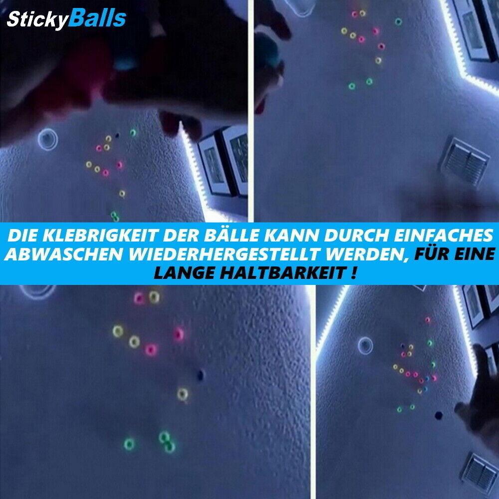 StickyBalls Leuchtende Neon Klebebälle für die Decke Spaß Schleim GLOW 4er Set