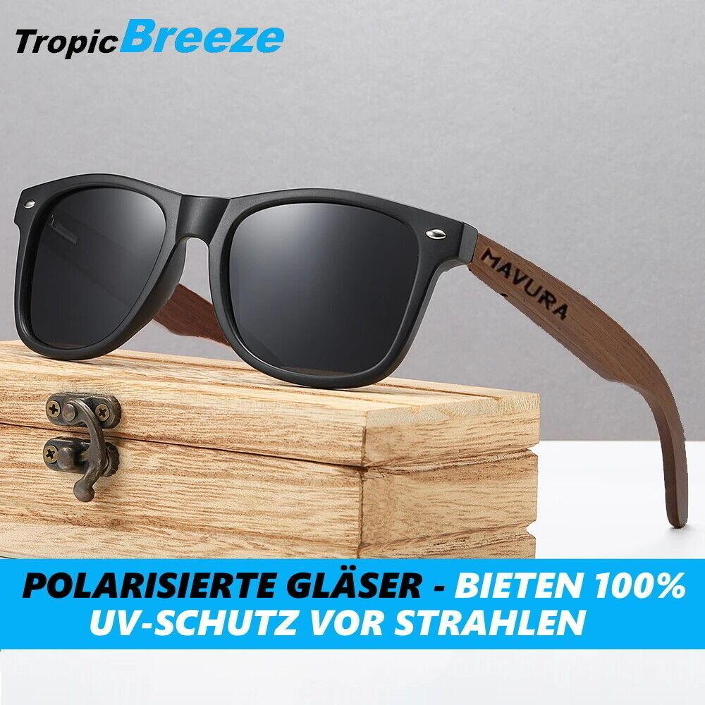 TropicBreeze Walnussholz Sonnenbrille Herren Damen Holz Polarisiert Pilot UV400