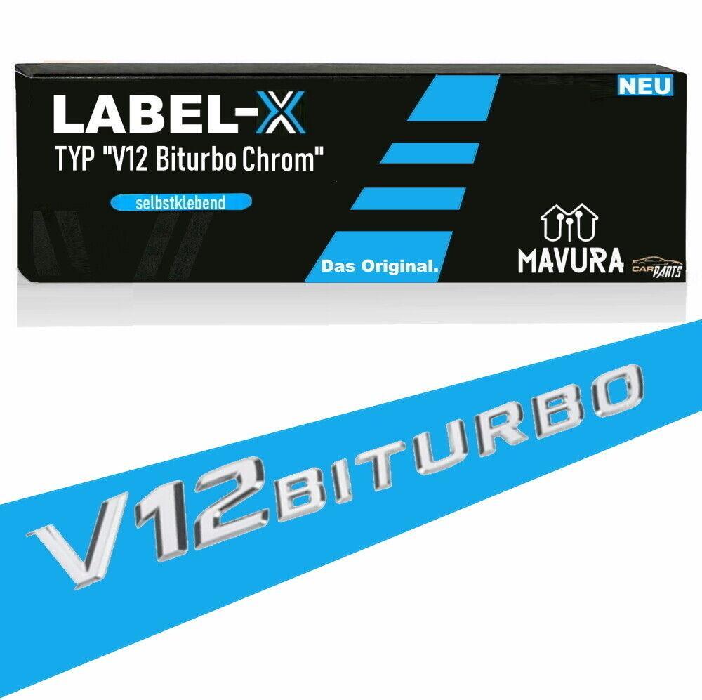 LABEL-X V12 Biturbo AMG Chrom Schriftzug Emblem Logo f. Mercedes S CL etc.