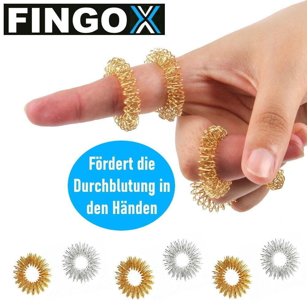 FINGOX Akupressur Ringe Finger Massage Akupunktur Handmassage Durchblutung 6Stk