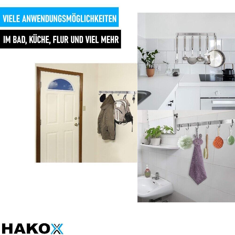 HAKOX Hakenleiste Garderobenhaken Kleiderhaken Garderobenleiste Edelstahl 6Haken