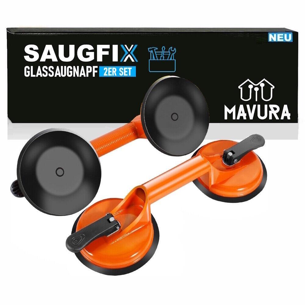 SAUGFIX Doppel-Saugheber Glasheber Fliesenheber Saugnapf Glas Vakuumheber 2er