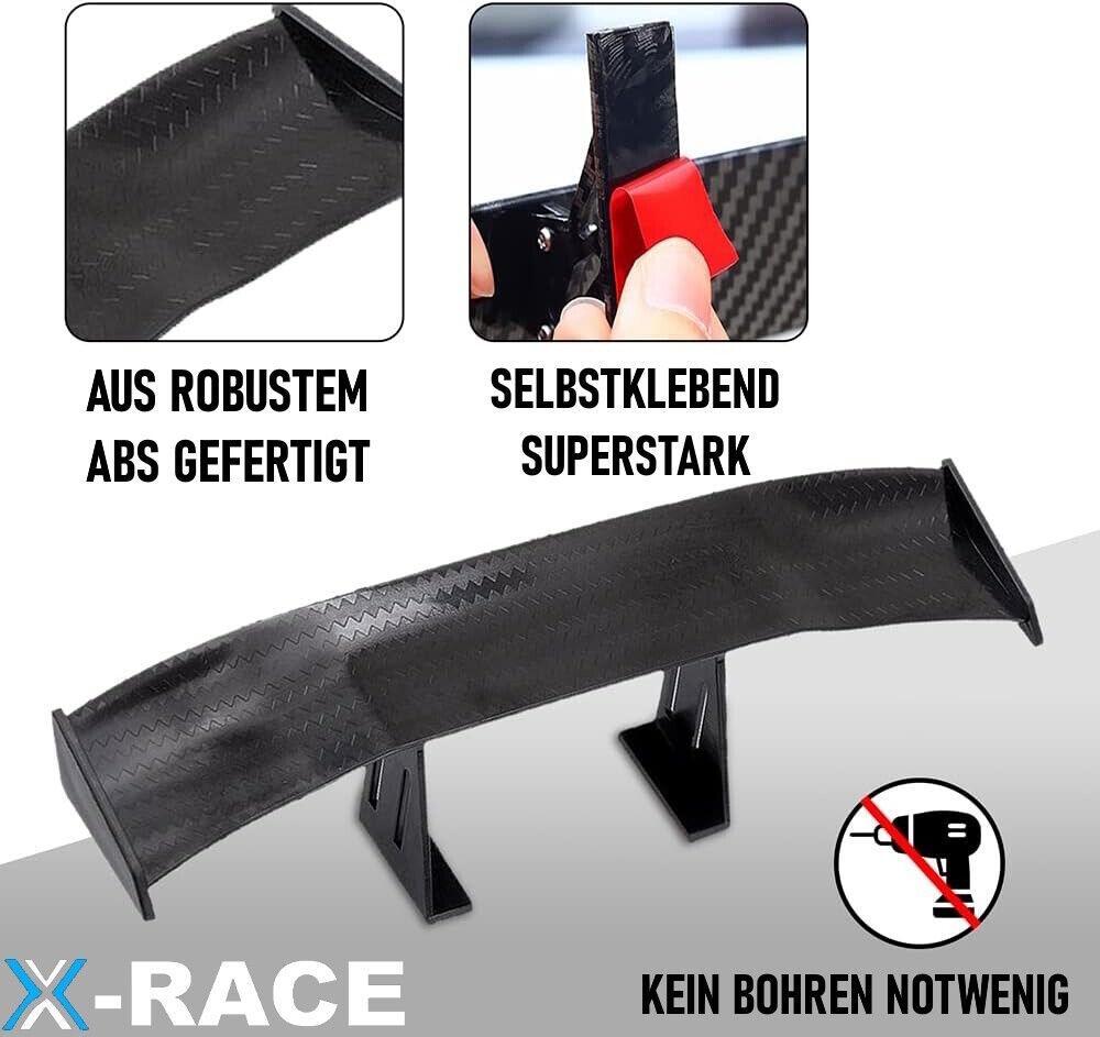 X-RACE Mini Heckspoiler Spoiler Auto Mähroboter KFZ Wings schwarz selbstklebend