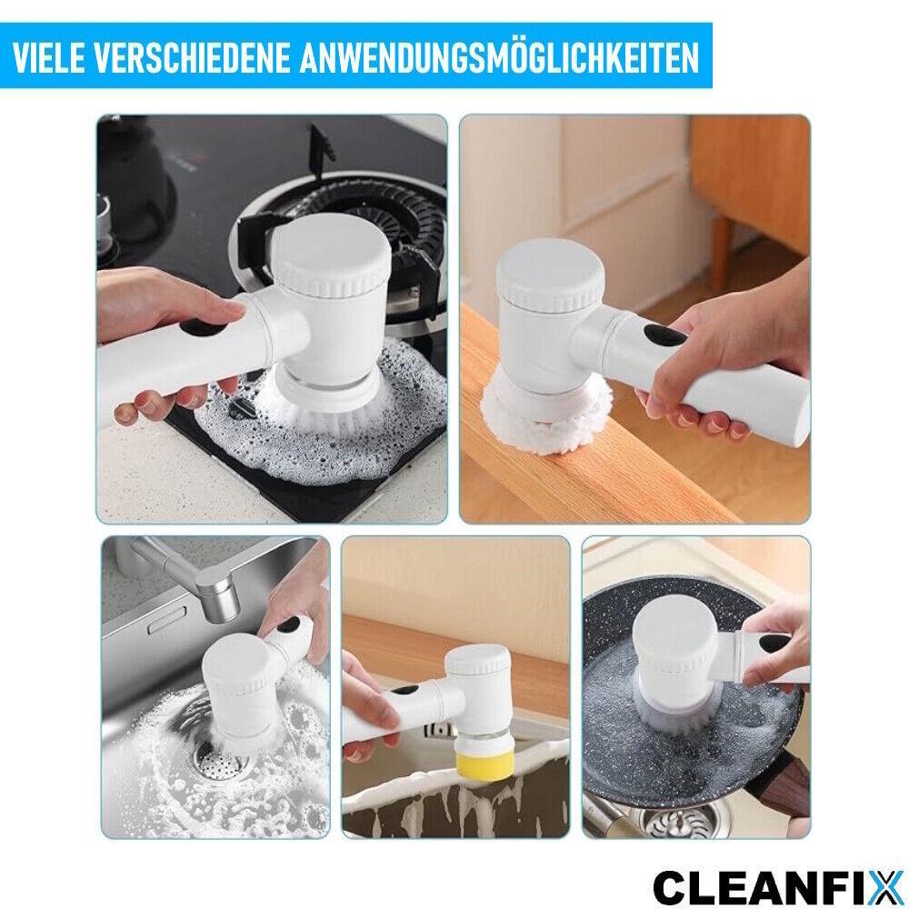 CLEANFIX Elektrische Reinigungsbürste Akku Power Spin Scrubber Reinigung Set