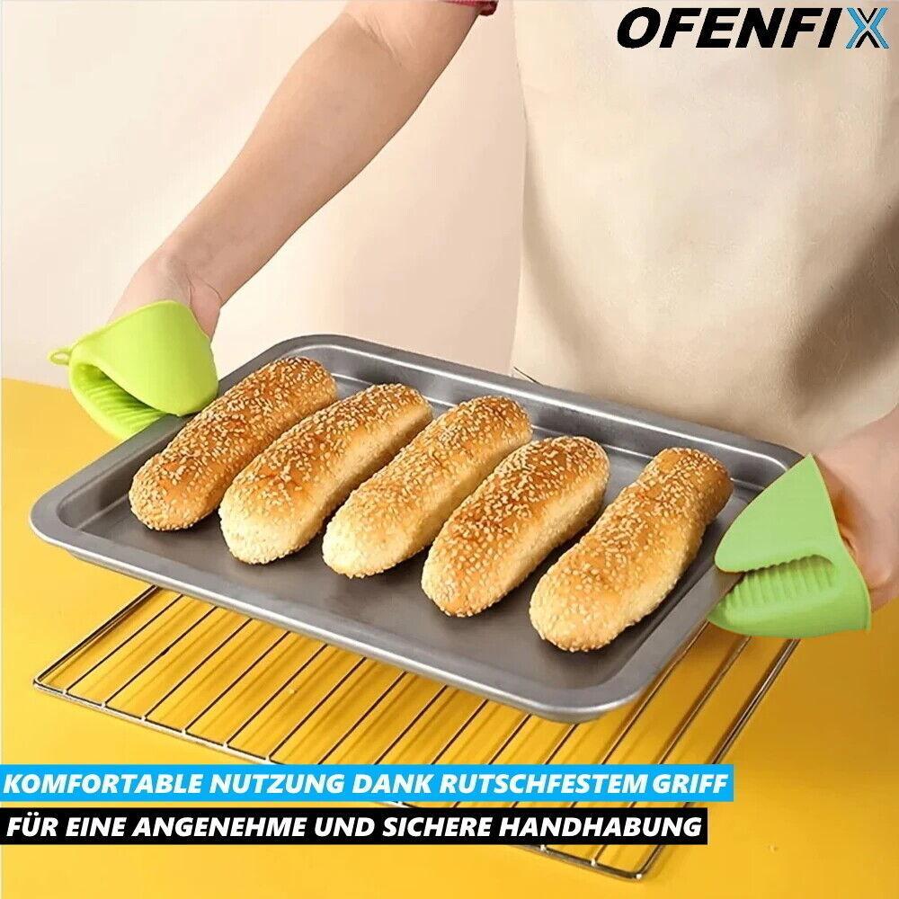 OFENFIX Ofenhandschuhe Topflappen Topfhandschuhe Kochhandschuhe Silikon [2 Stk]