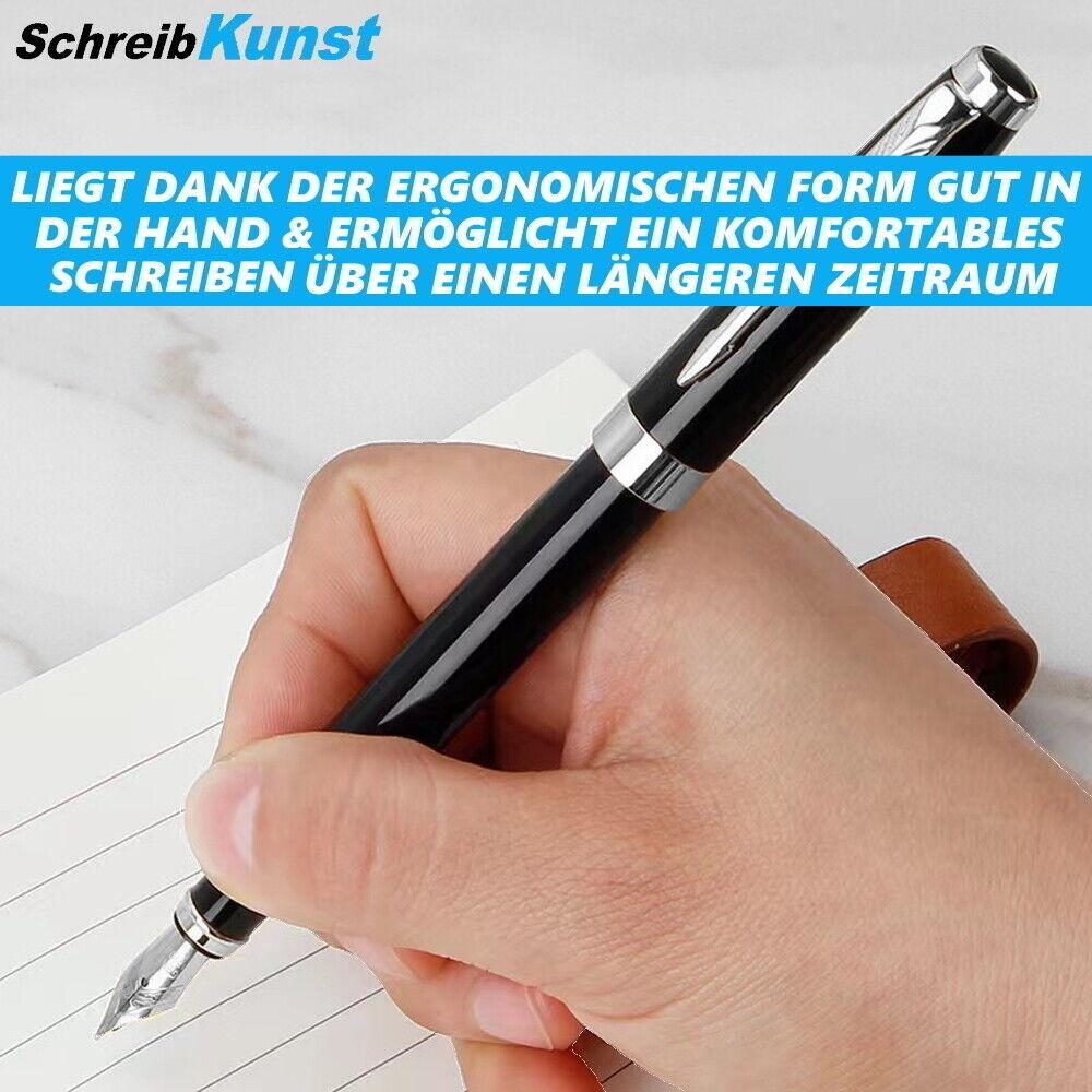 SCHREIBKUNST Edler Füllfederhalter Füller Füllhalter Luxus mit silbernder Feder
