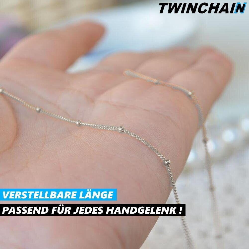 TWINCHAIN Doppel Armband Armschmuck Armkette Doppel Schmuck Kugel Silber
