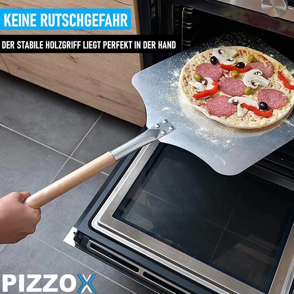 PIZZOX Premium Pizzaschieber Edelstahl Pizzaschaufel mit abnehmbarem Holz Griff