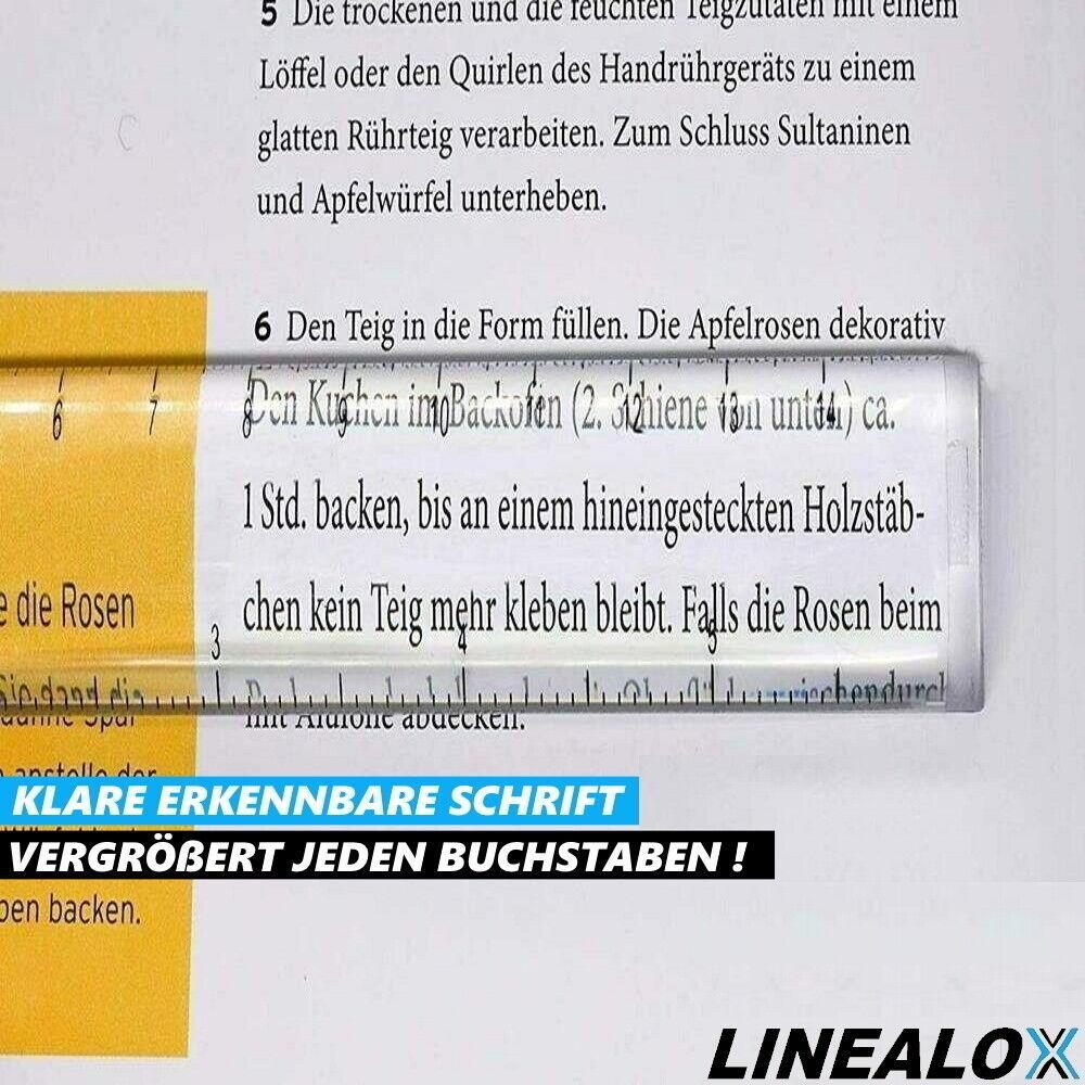 LINEALOX Leselineal Lesestab Lesehilfe Vergrößerungslineal Lupenlineal Lp-2+4x