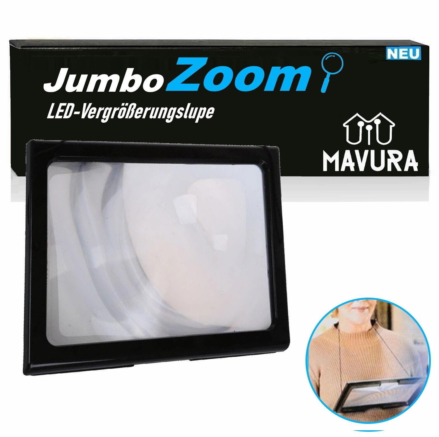 JumboZoom Umhängelupe XXL Leselupe Standlupe Tischlupe Licht Lesehilfe faltbar
