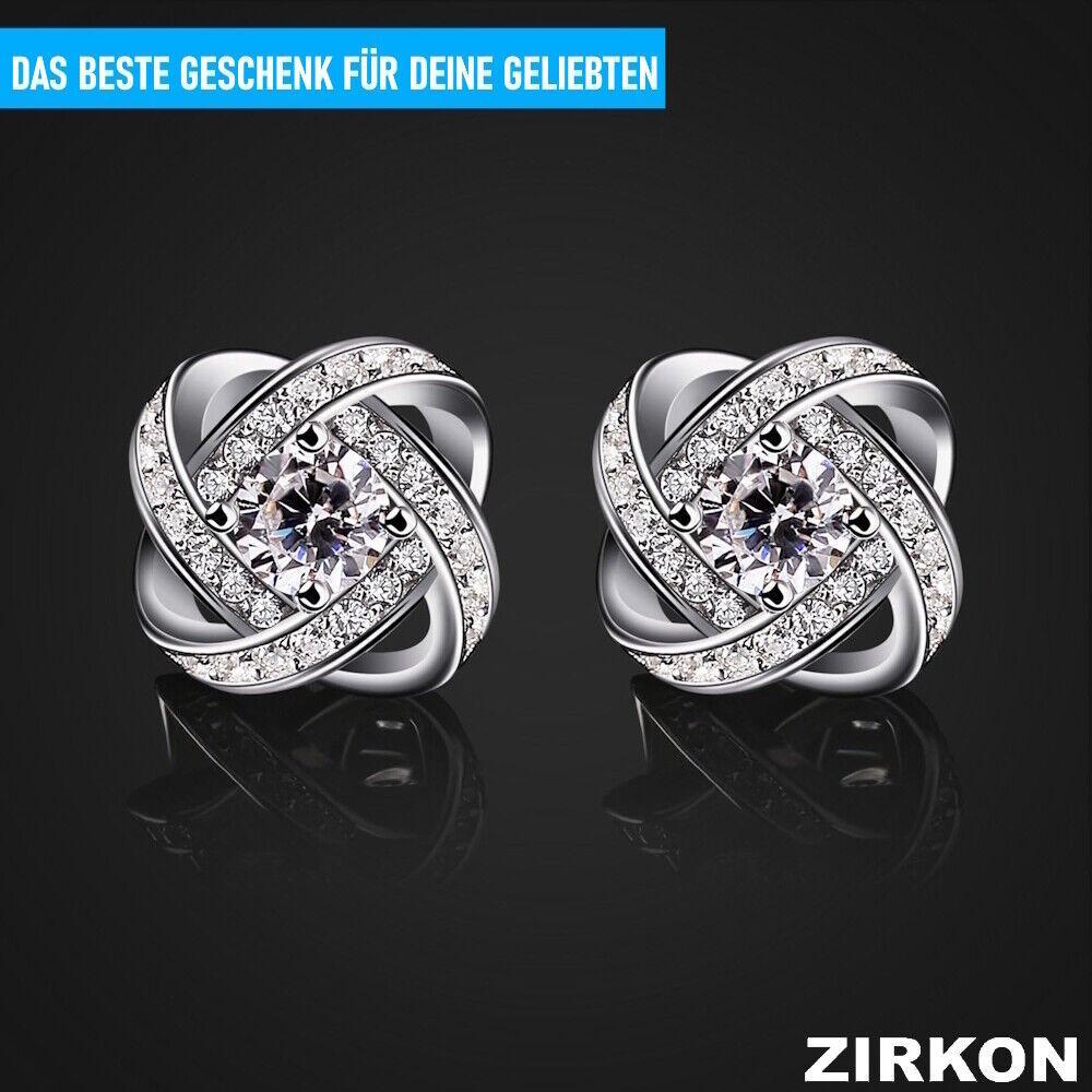 ZIRKON Ohrringe Damen Ohrstecker 925 Sterling Silber Ohrschmuck Twist Zirkonia