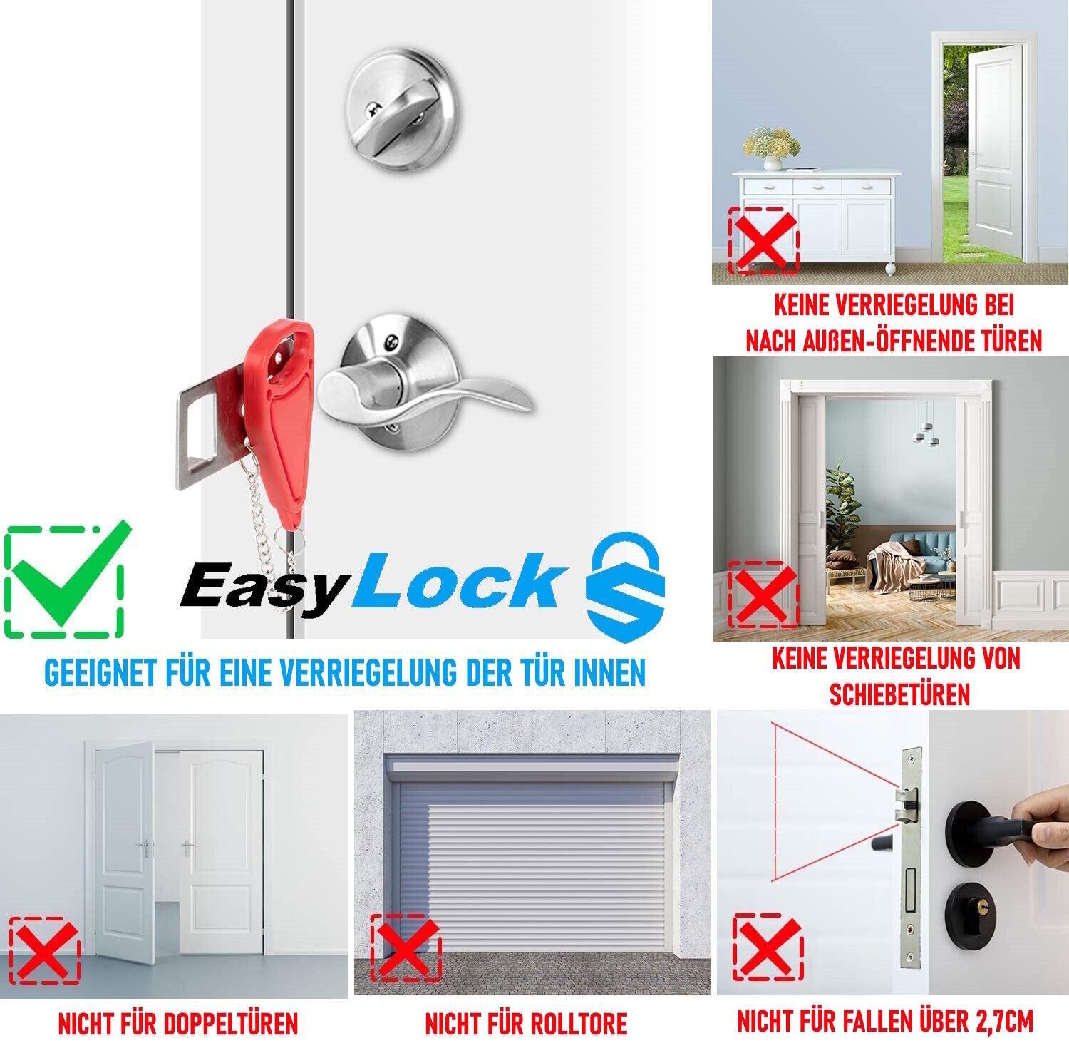 EASYLOCK Tragbares Türschloss Reiseschloss Sperrschloss Zusatzschloss mit Tasche