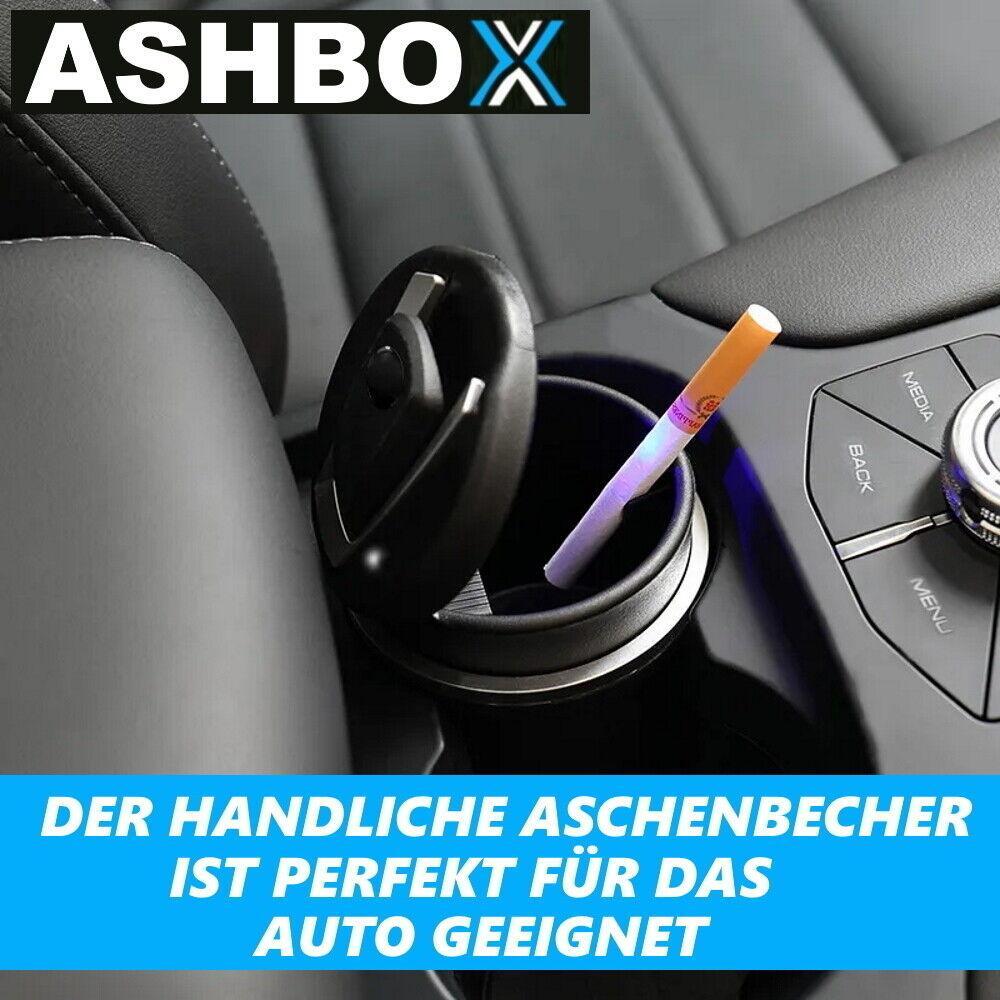 ASHBOX Auto Aschenbecher mit Deckel LED-Licht für Getränkehalter Universal 2 Stk