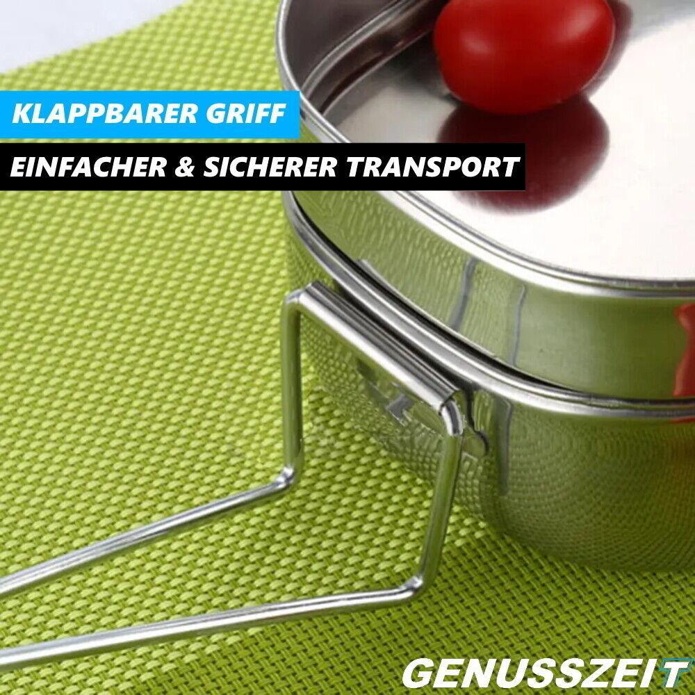 GENUSSZEIT Edelstahl Brotdose Lunchbox Frühstücksbox Holzfällerbox mit Griff