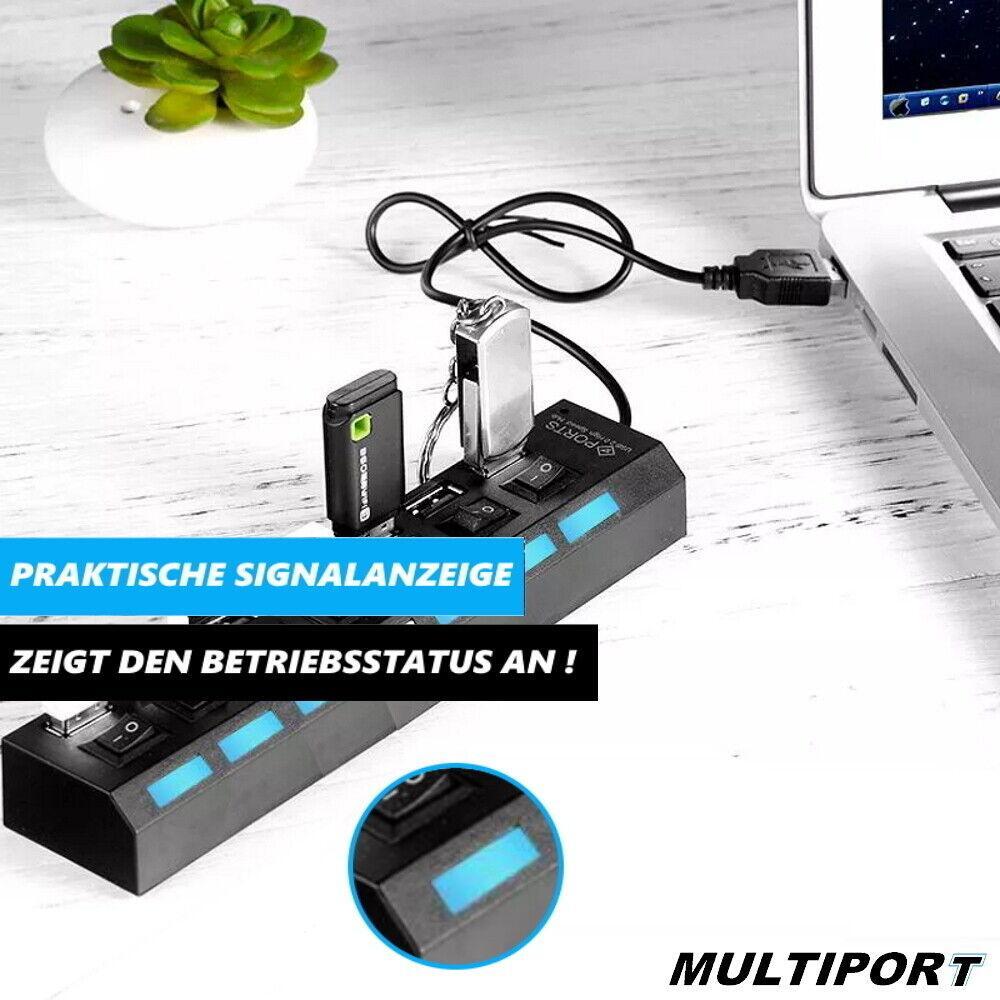 MULTIPORT USB Hub 7-fach Port Splitter Adapter Superspeed Datenhub Verteiler