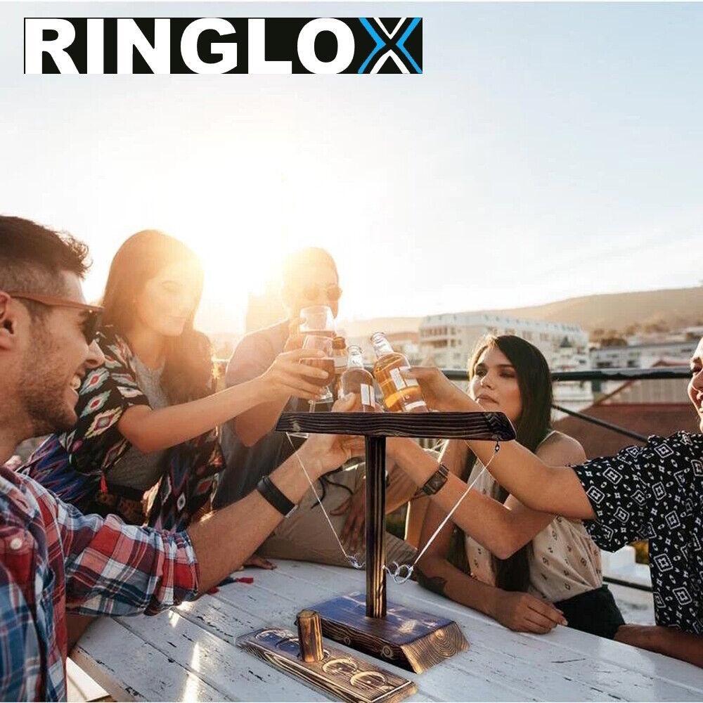 RINGLOX Trinkspiel aus Holz Partyspiel Saufspiel Ring Toss Haken Party Wurfspiel