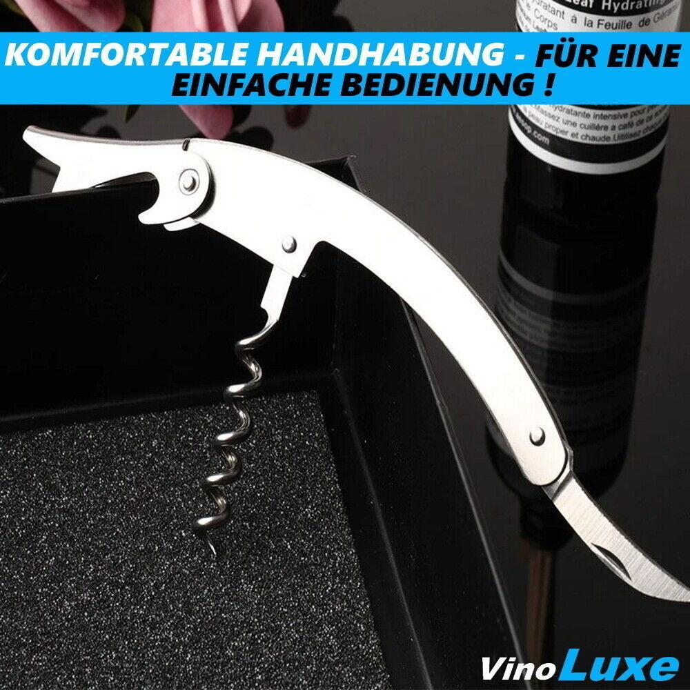 VinoLuxe Kellnermesser Edelstahl Kellnerbesteck Korkenzieher Sommeliermesser
