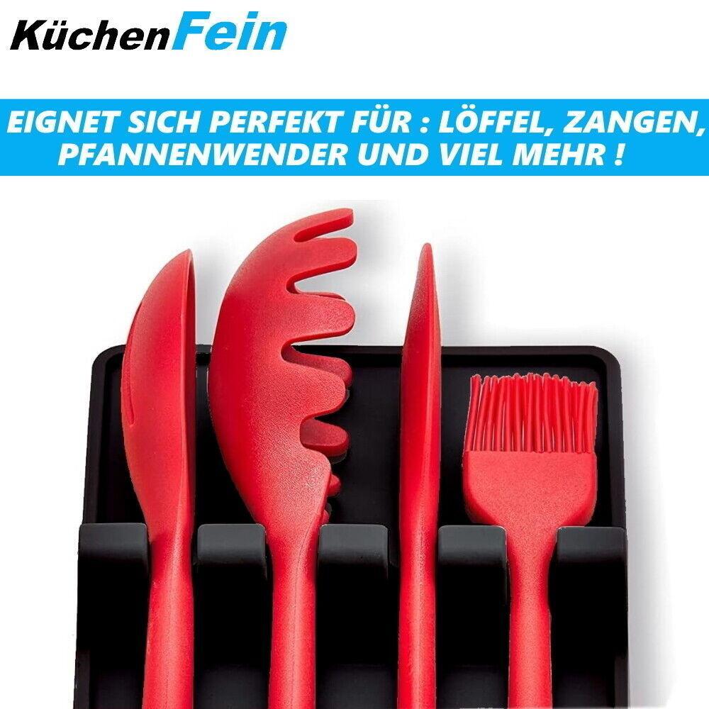 KÜCHENFEIN Löffel Ablage Abtropfgestell Kochlöffel Halter Silikon Kellenablage