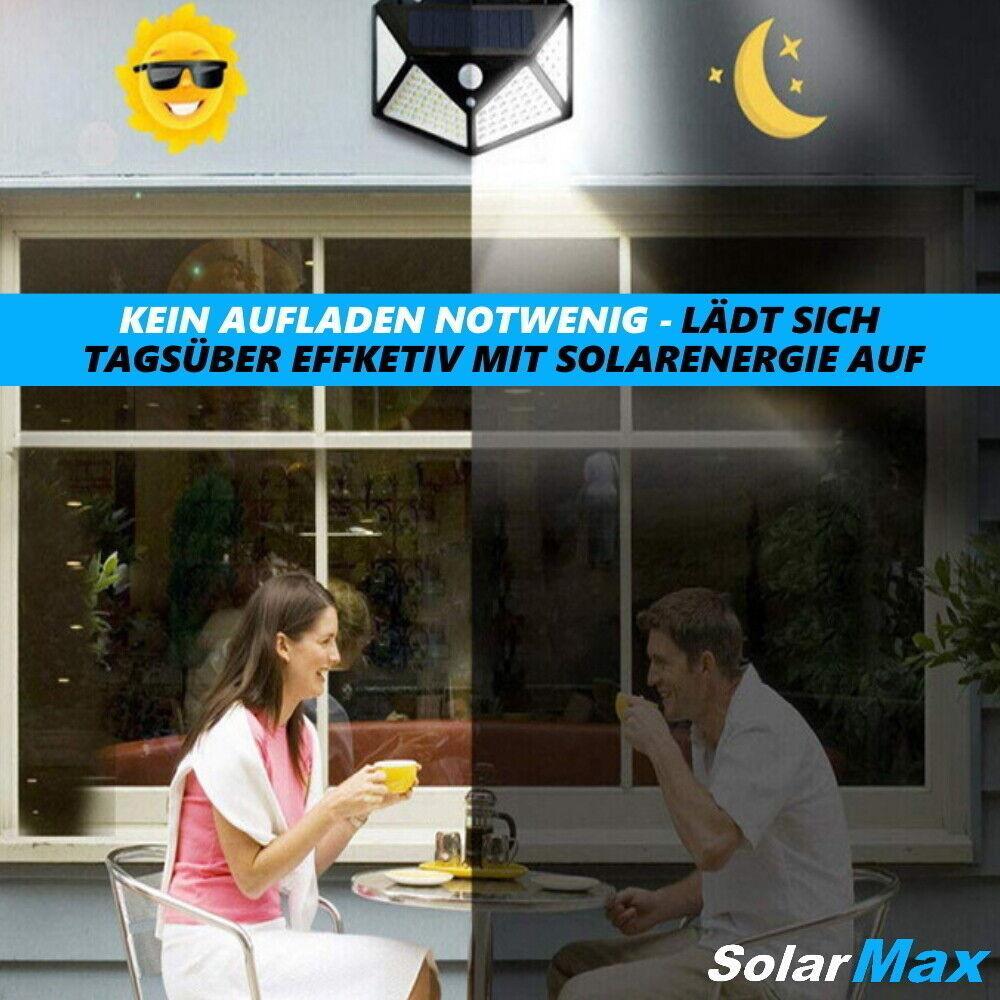 SolarMAX LED Solar Wandlampe Bewegungsmelder Solarlampe für Außen 270° 308 LED