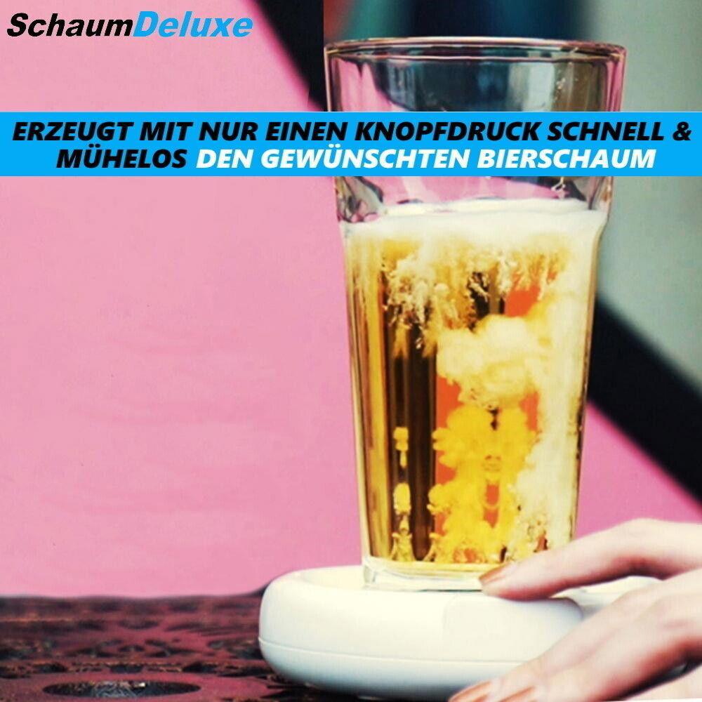 SCHAUMDELUXE Bieraufschäumer Elektrischer Biersprudler Milchaufschäumer USB Weiß