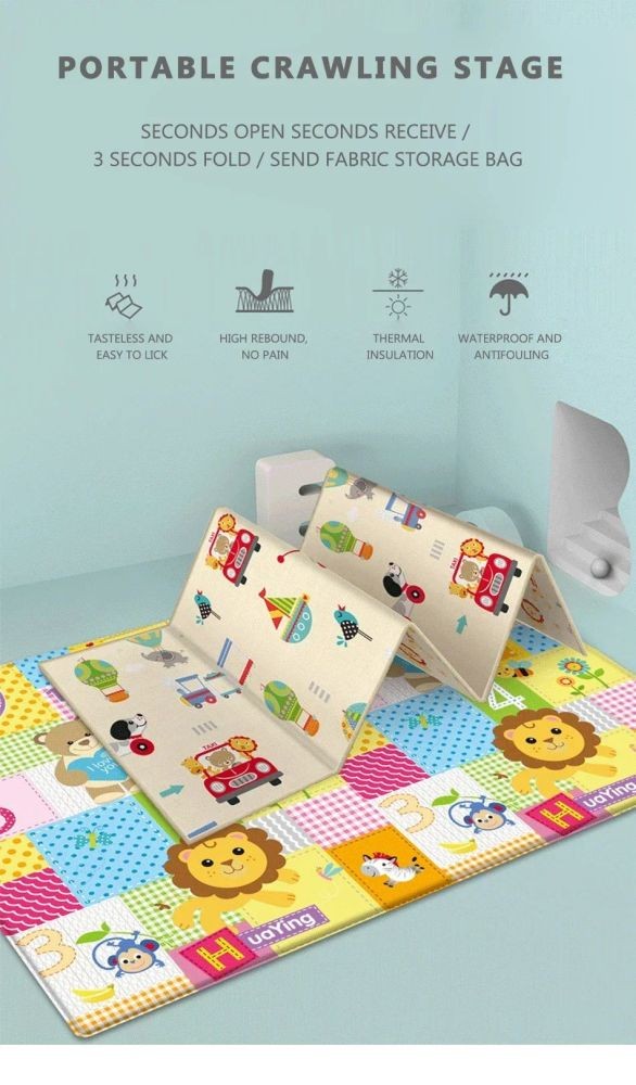 Faltbare wasserdichte Baby Spielmatte 177x63 cm für Reise und Zuhause DE.
