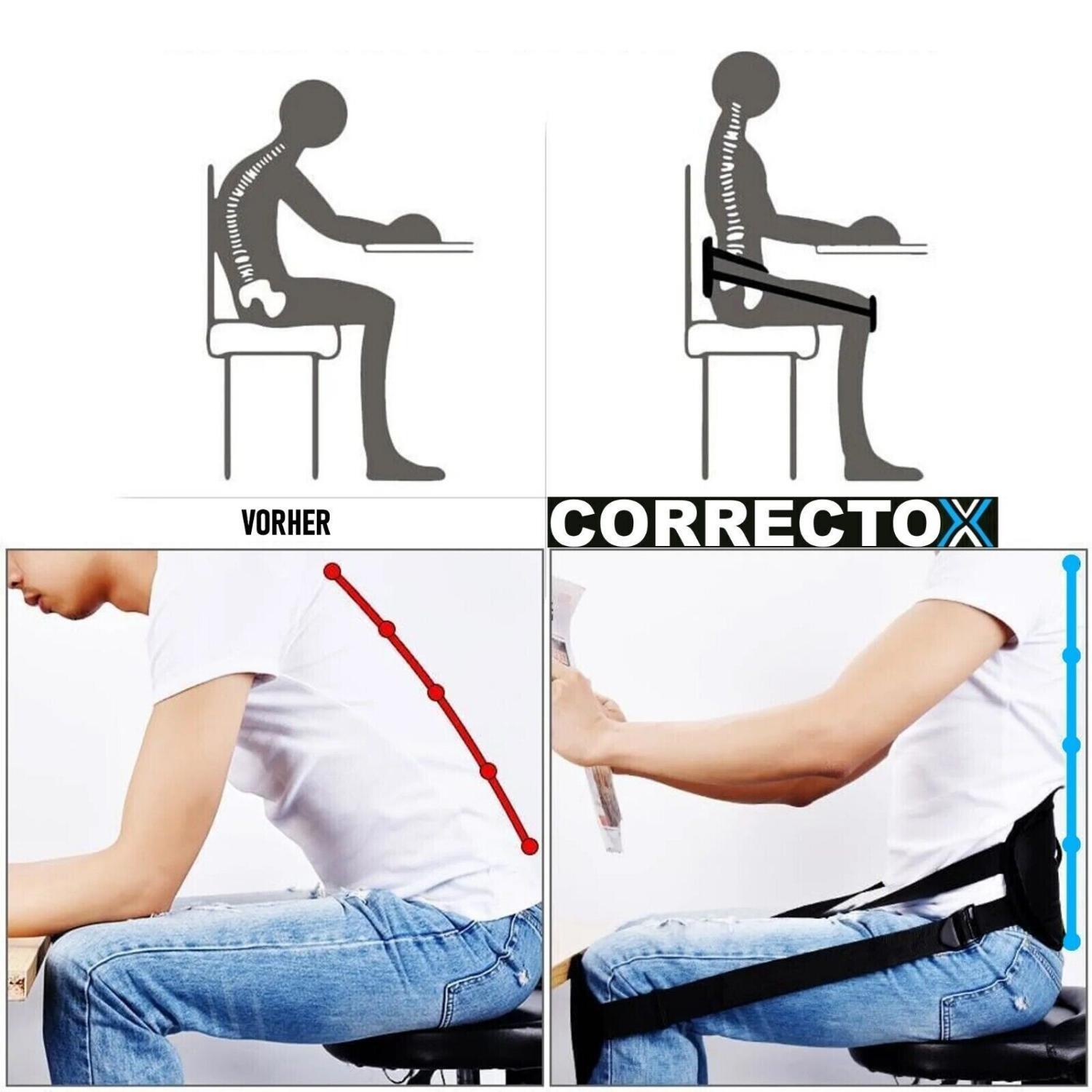 CORRECTOX Geradehalter Haltungstrainer Rückentrainer Rückengurt Sitztrainer