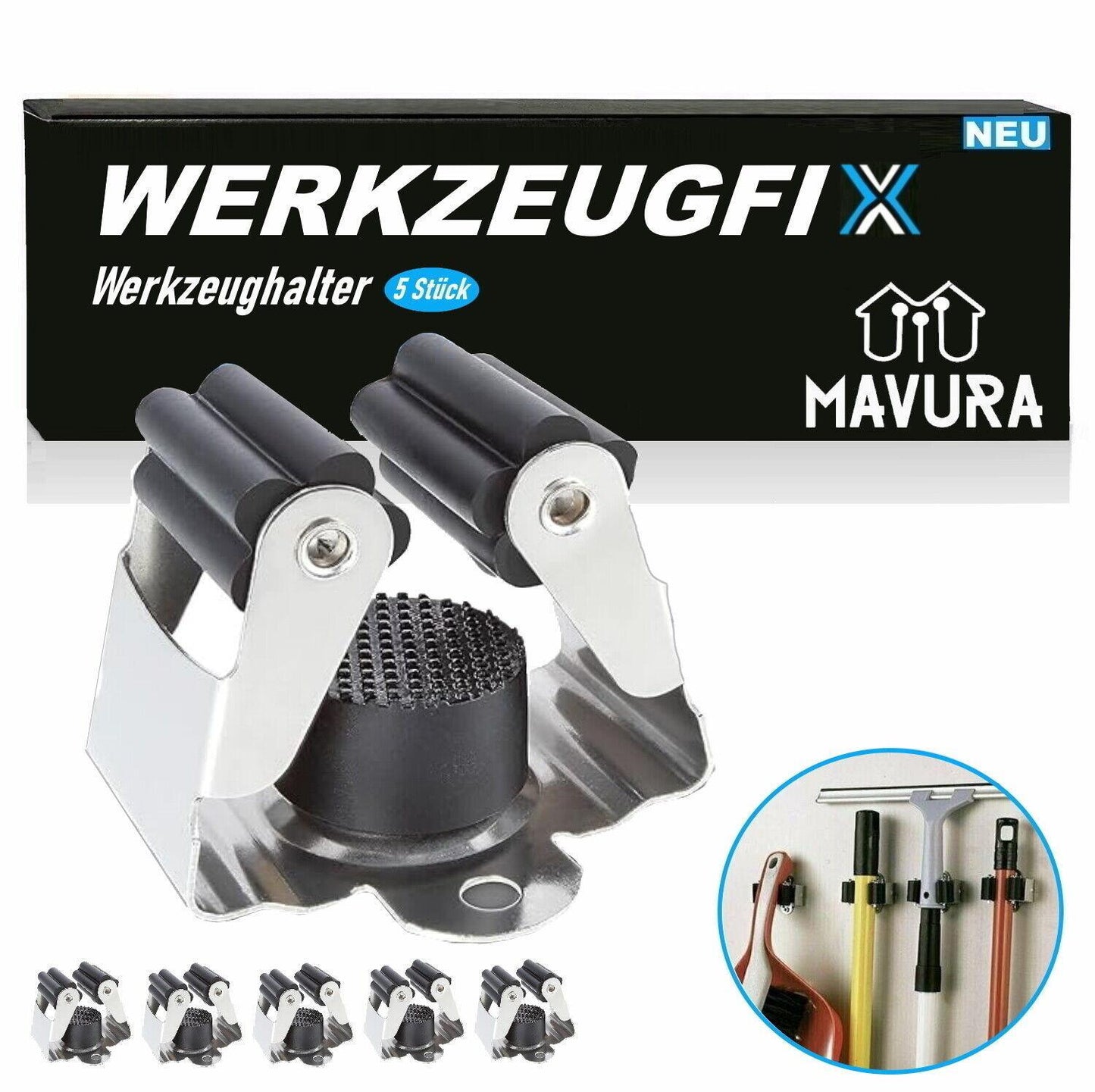 WERKZEUGFIX Werkzeughalter Gerätehalter Besenhalter Werkzeug Halterung [5Stk]