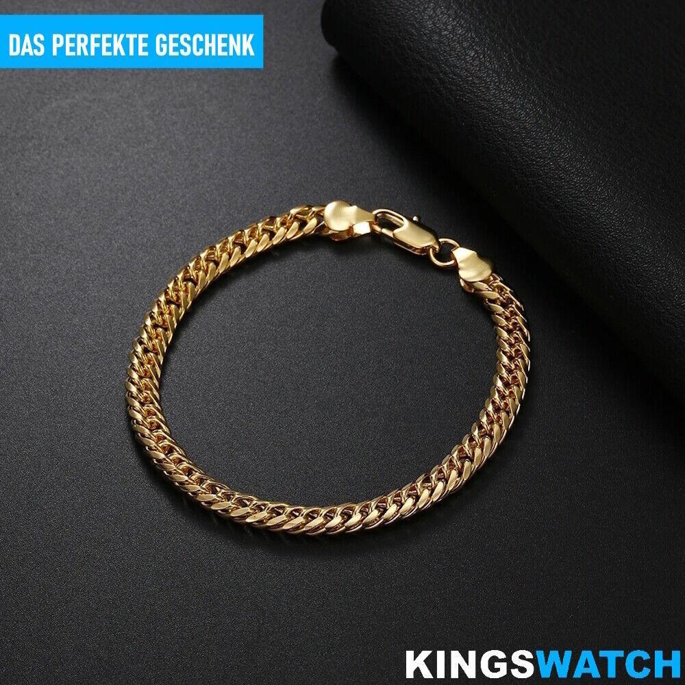 KINGSWATCH Armbanduhr Armband Set Edelstahl Herrenuhr Golduhr Goldarmband Quarz