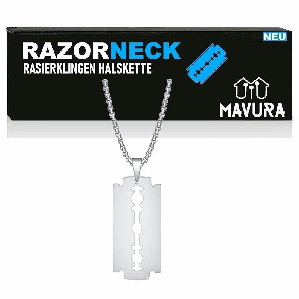 RAZORNECK Herren Rasierklingen Halskette Edelstahl Razor Blade Hip Hop Dog Tag