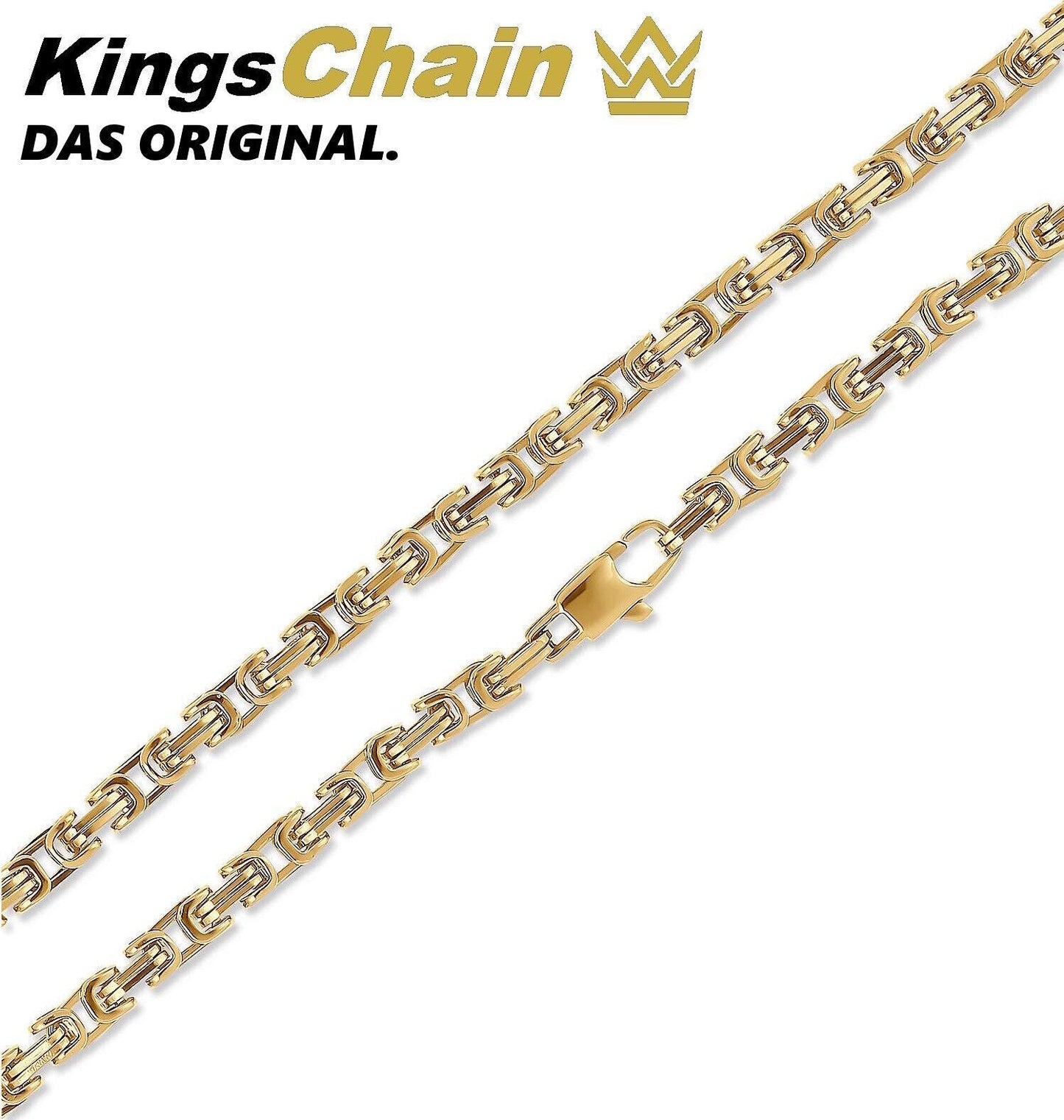 KINGSCHAIN Königskette Panzerkette Gold Herren Edelstahl Byzantiner Halskette