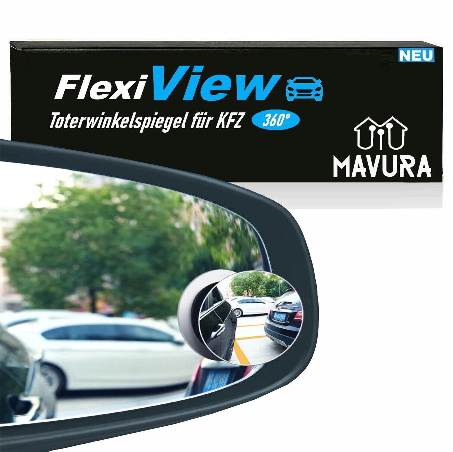 FlexiView Toter Winkel Spiegel 360° verstellbarer Auto Spiegel Aufkleber 50mm