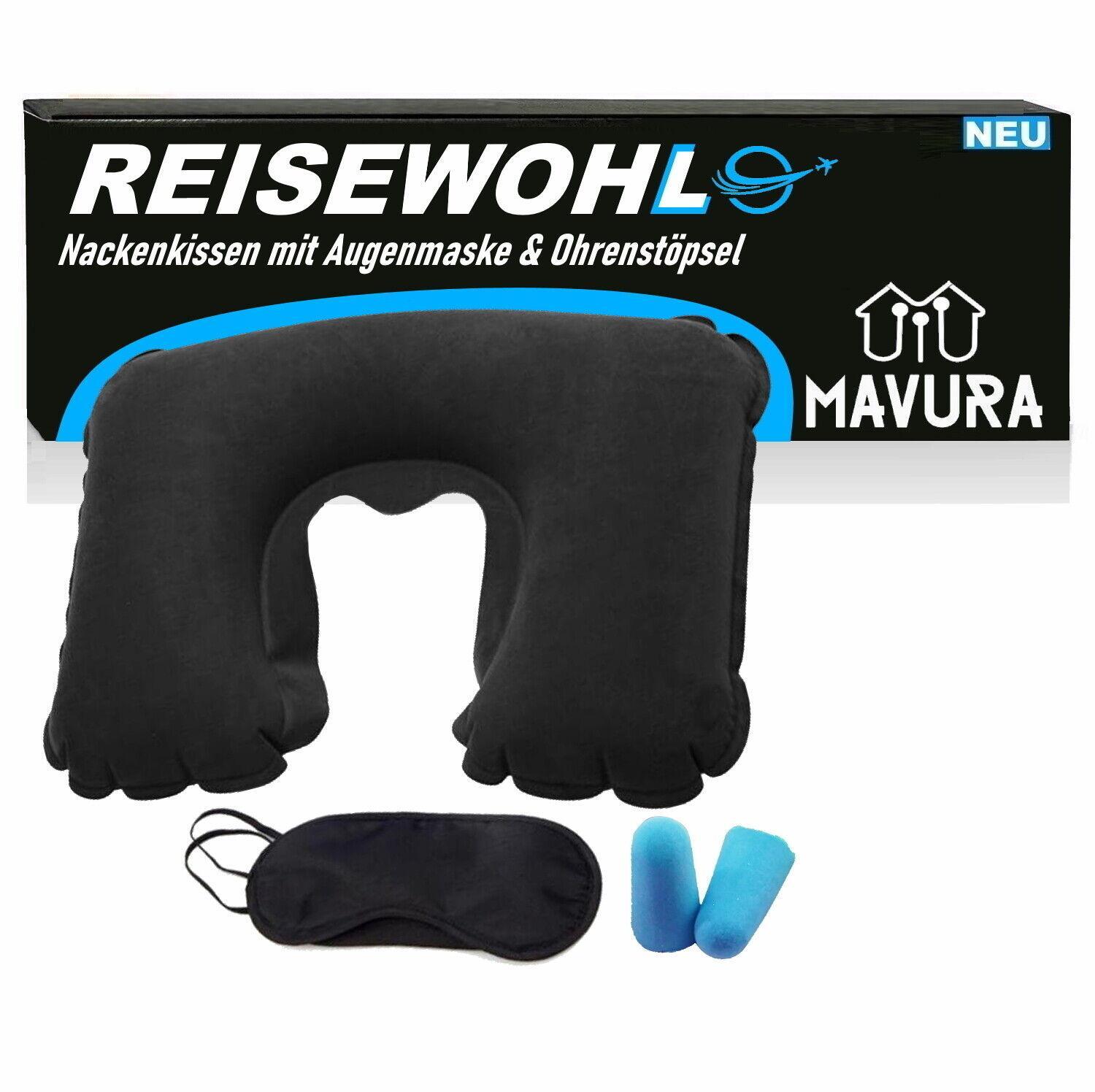 REISEWOHL Reise Nackenkissen Reisekissen Nackenhörnchen Nackenrolle aufblasbar