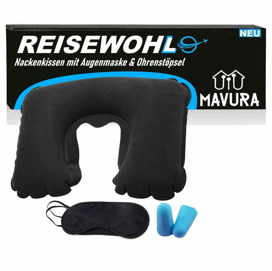REISEWOHL Reise Nackenkissen Reisekissen Nackenhörnchen Nackenrolle aufblasbar