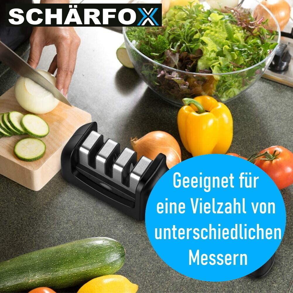SCHÄRFOX Profi Messerschärfer Messerschleifer 3 Stufen Diamant Klingen Schleifer