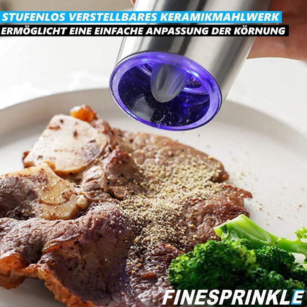 FINESPRINKLE Elektrische Salz- & Pfeffermühle Gewürzmühle Salz Pfeffer Streuer