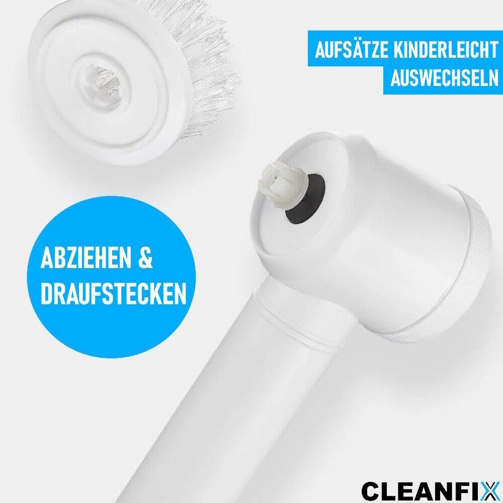 CLEANFIX Elektrische Reinigungsbürste Akku Power Spin Scrubber Reinigung Set