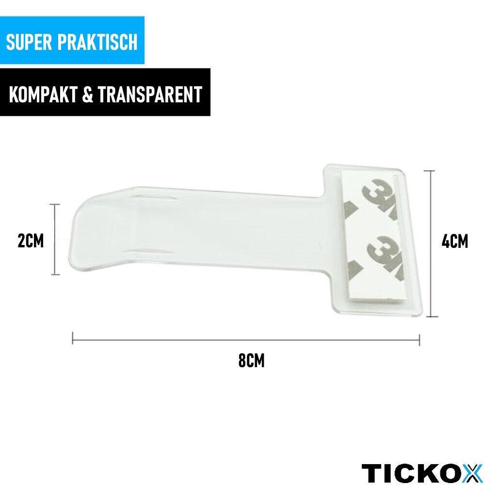 TICKOX Plakette Park Schein Ticket Halter Set aufkleben auf Frontscheibe [5er]