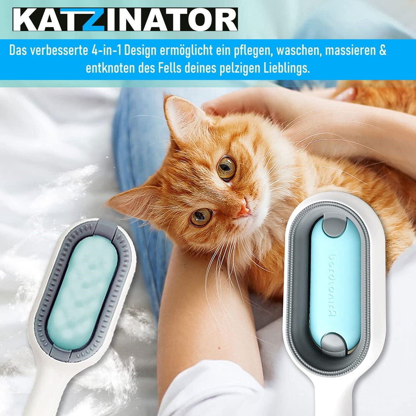 KATZINATOR Katzenbürste Fellbürste Haustierbürste Katze Hund kurzhaar & langhaar