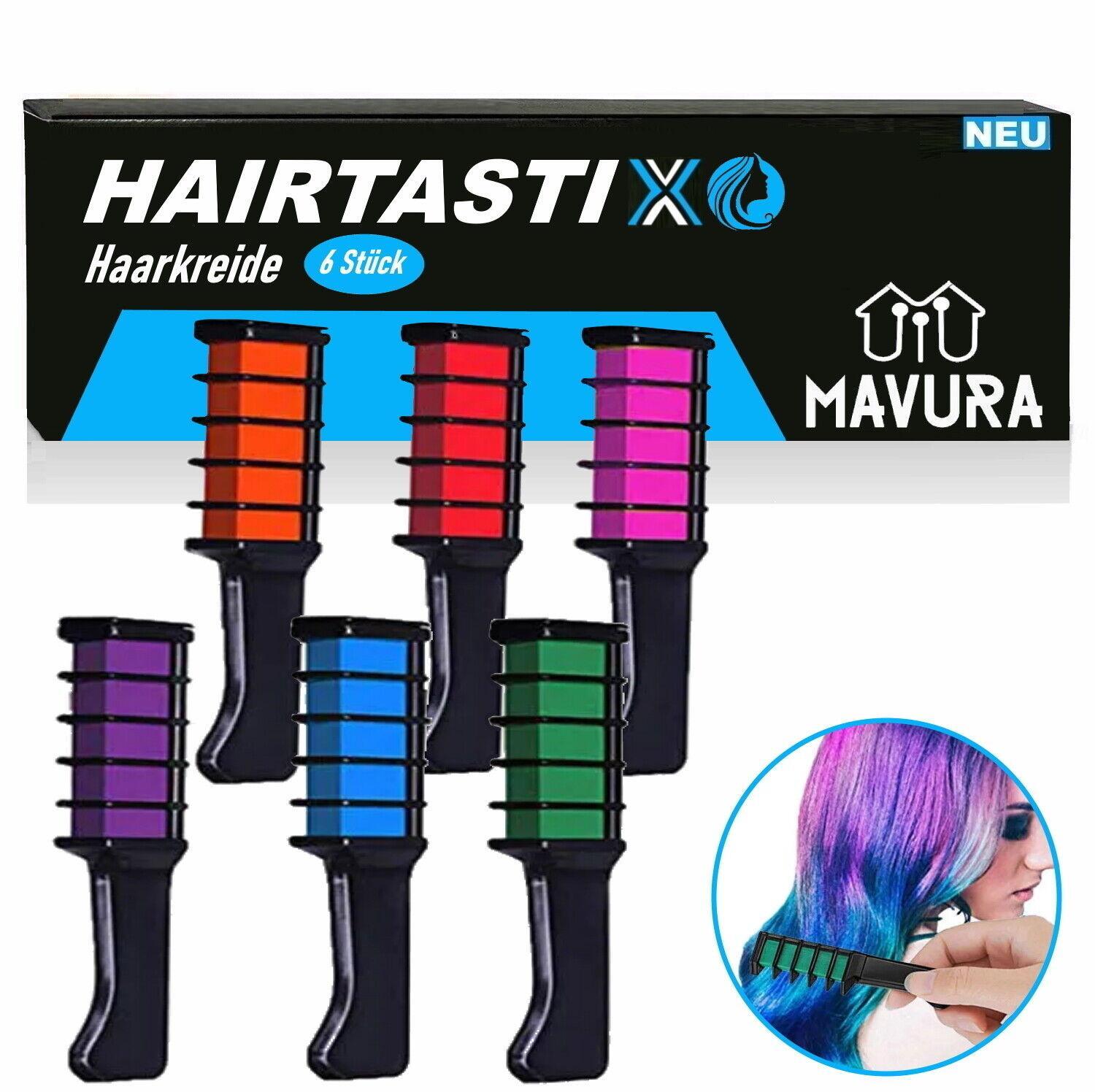 HAIRTASTIX Haarkreide Haarfarbe Kamm Haartönung Haarkam Kinder Tönung Temporär