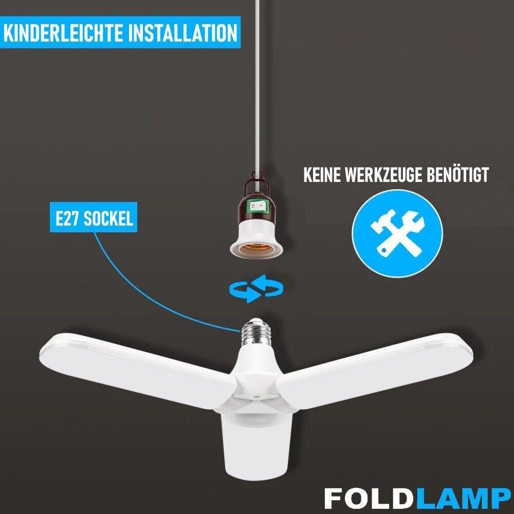 FOLDLAMP Garagenlampe Arbeitslicht faltbare Lampe LED Glühbirne Werkstatt E27