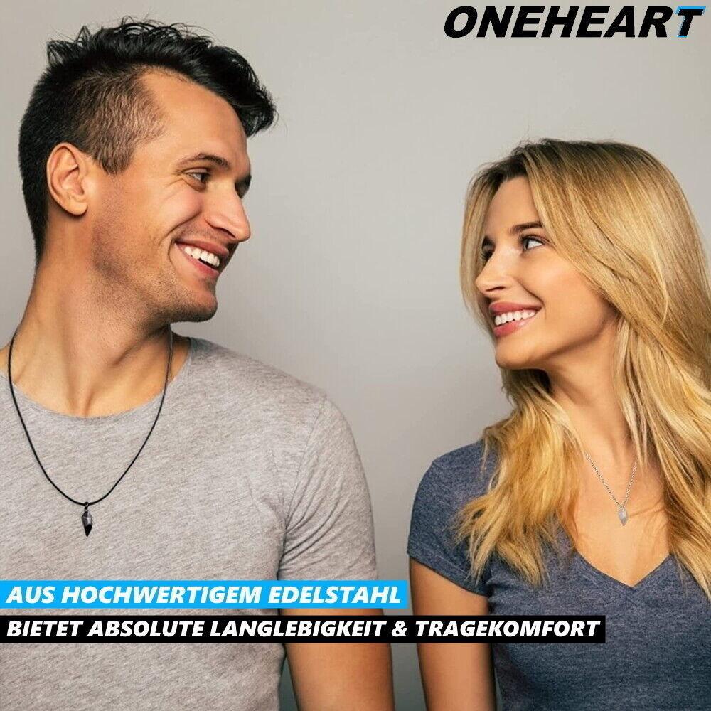 ONEHEART Herz Doppel Halskette Magnet Paar Kette Pärchen Liebe Valentinstag