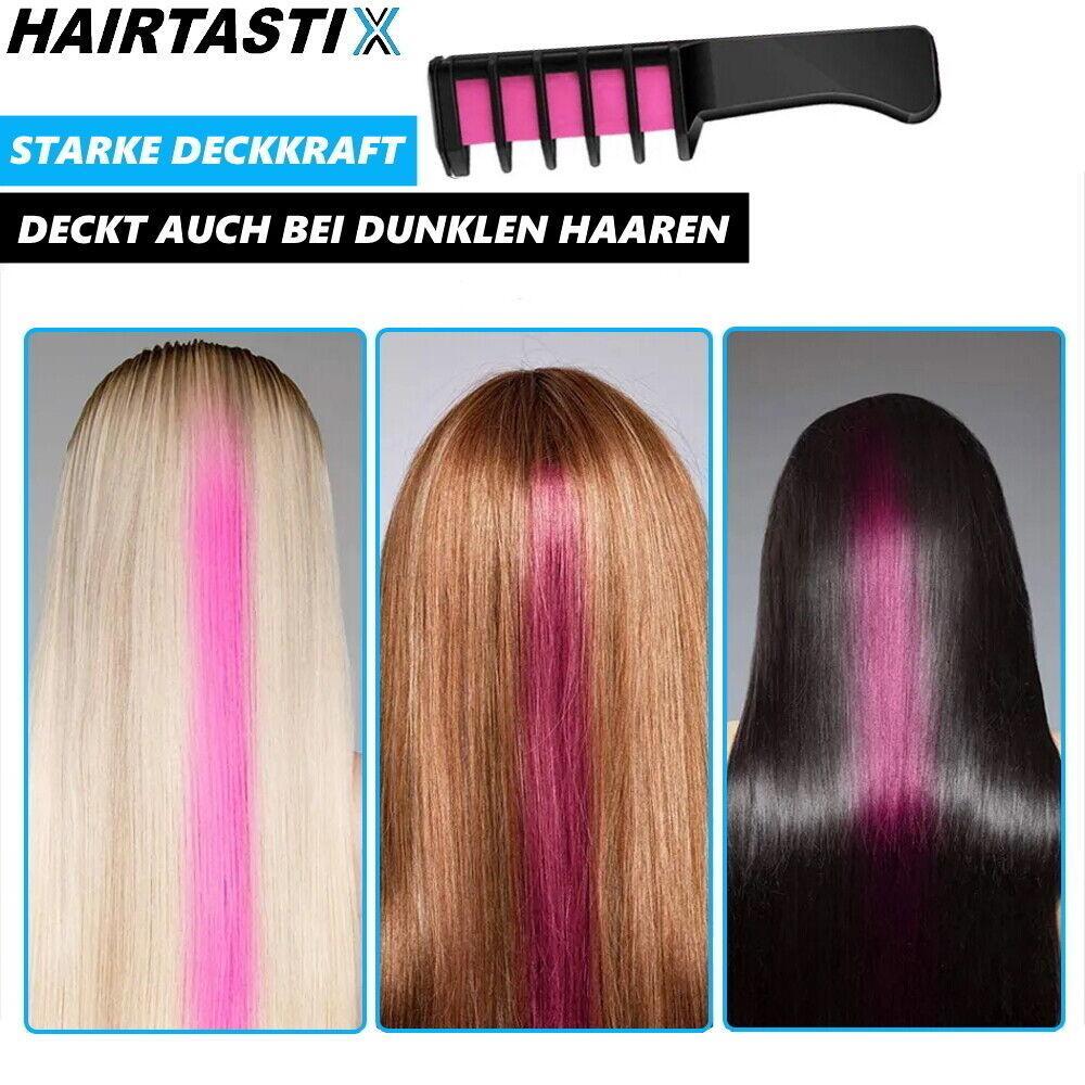 HAIRTASTIX Haarkreide Haarfarbe Kamm Haartönung Haarkam Kinder Tönung Temporär