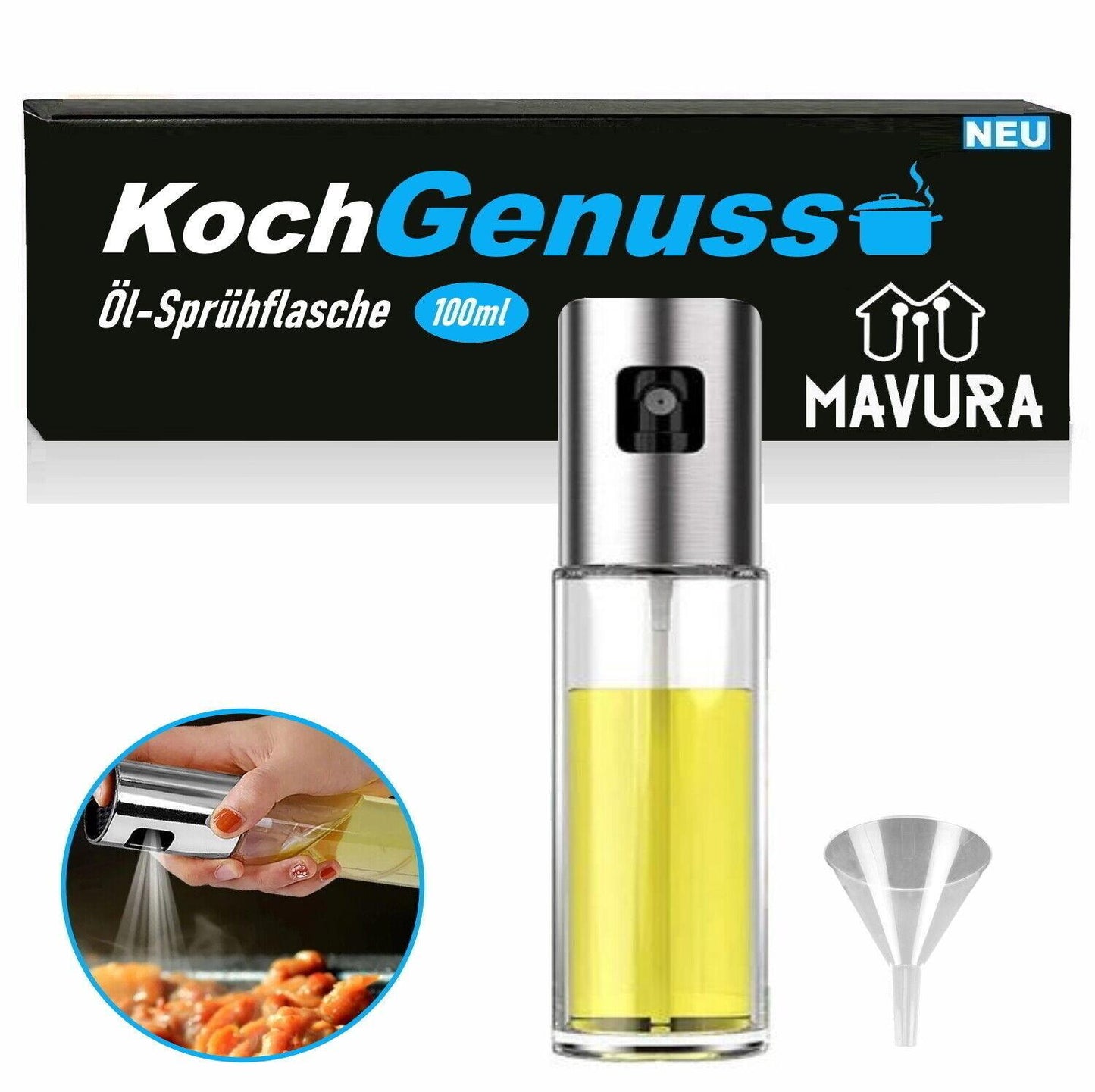 KOCHGENUSS Ölsprüher Öl Sprühflasche Ölspray Zerstäuber Ölspender Essigsprüher